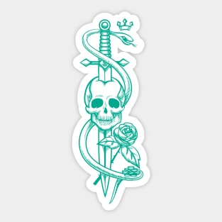 Skull Sword Snake Tattoo Sticker